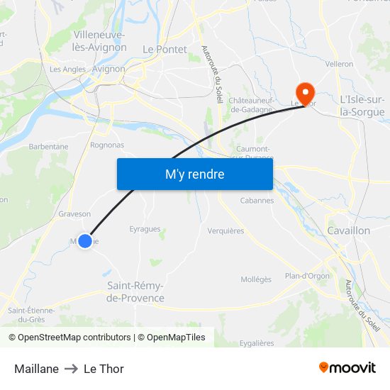 Maillane to Le Thor map