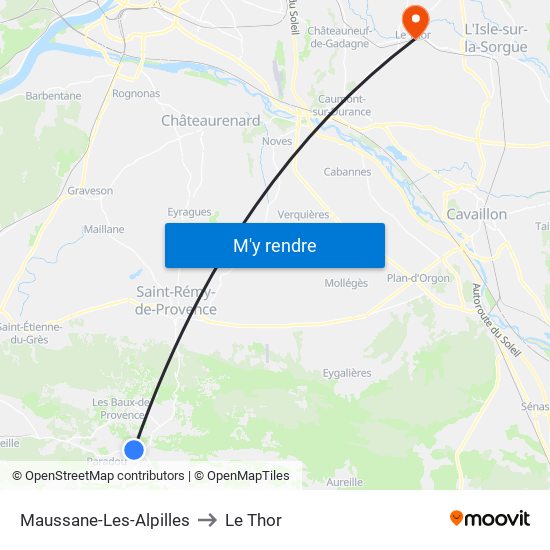 Maussane-Les-Alpilles to Le Thor map