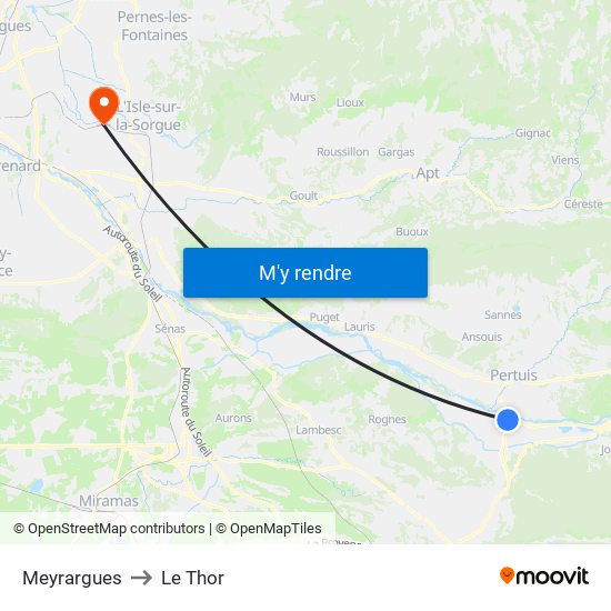 Meyrargues to Le Thor map