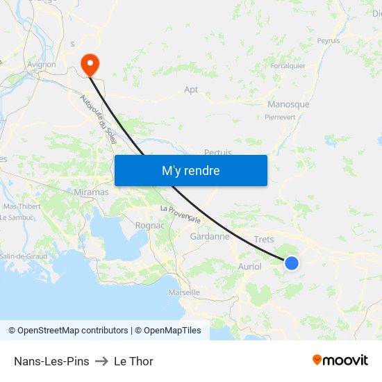 Nans-Les-Pins to Le Thor map