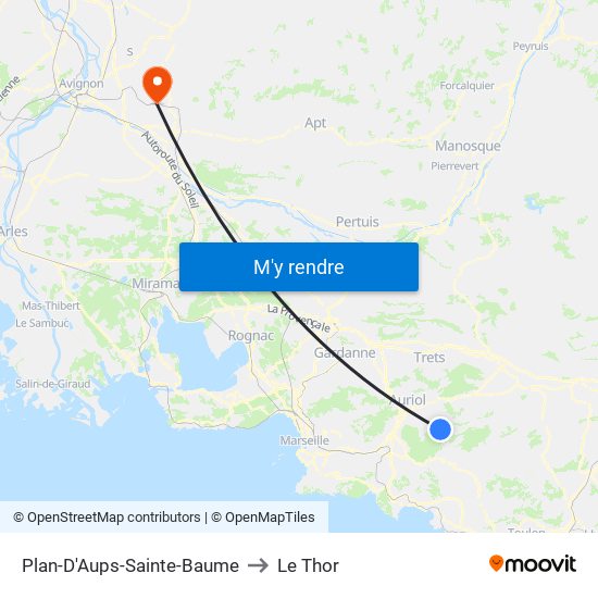 Plan-D'Aups-Sainte-Baume to Le Thor map