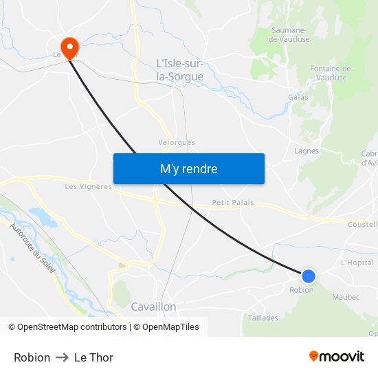 Robion to Le Thor map