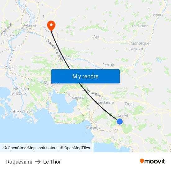 Roquevaire to Le Thor map