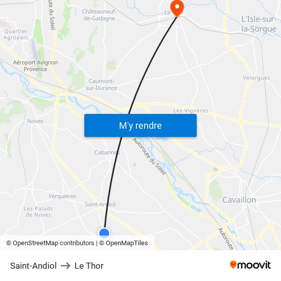 Saint-Andiol to Le Thor map