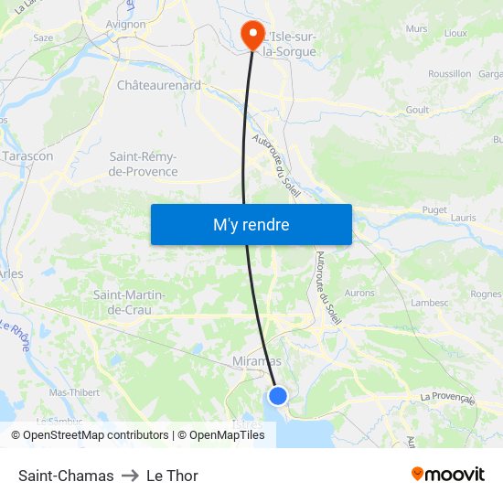 Saint-Chamas to Le Thor map