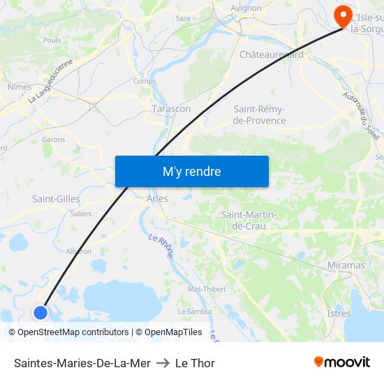 Saintes-Maries-De-La-Mer to Le Thor map