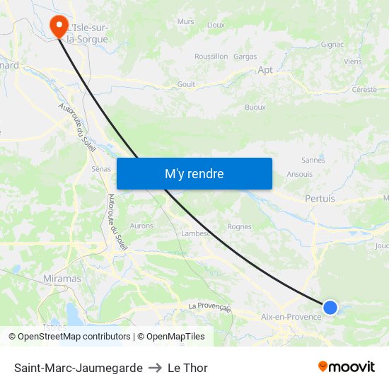 Saint-Marc-Jaumegarde to Le Thor map