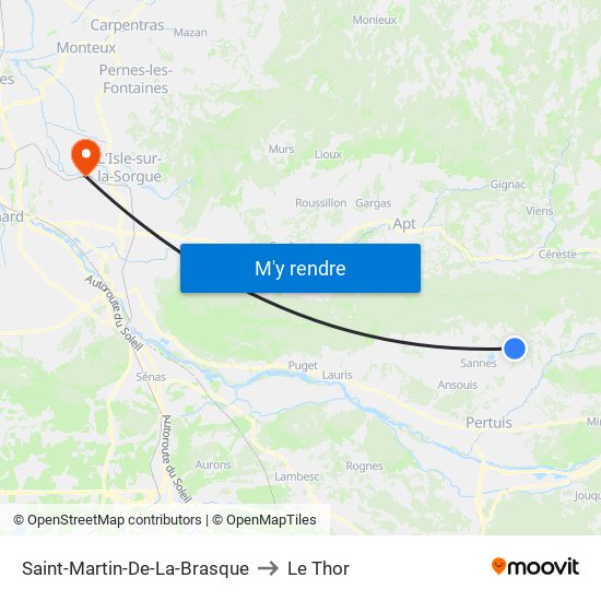 Saint-Martin-De-La-Brasque to Le Thor map