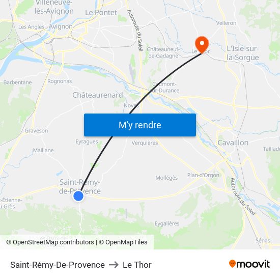 Saint-Rémy-De-Provence to Le Thor map