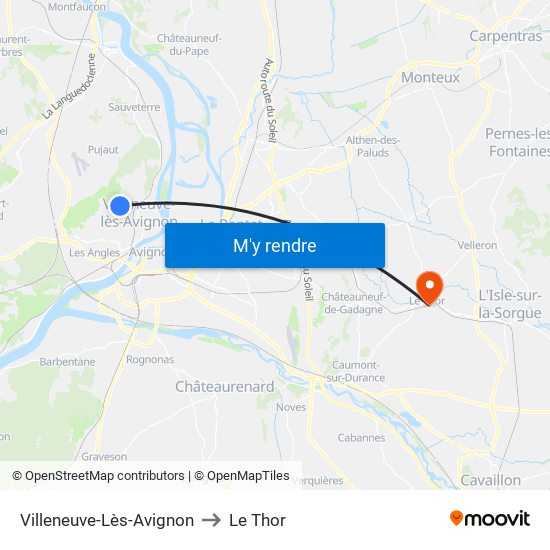 Villeneuve-Lès-Avignon to Le Thor map