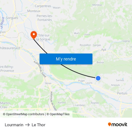 Lourmarin to Le Thor map