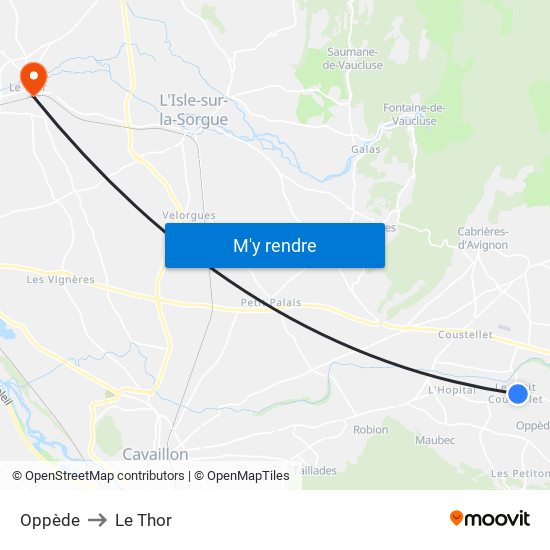 Oppède to Le Thor map
