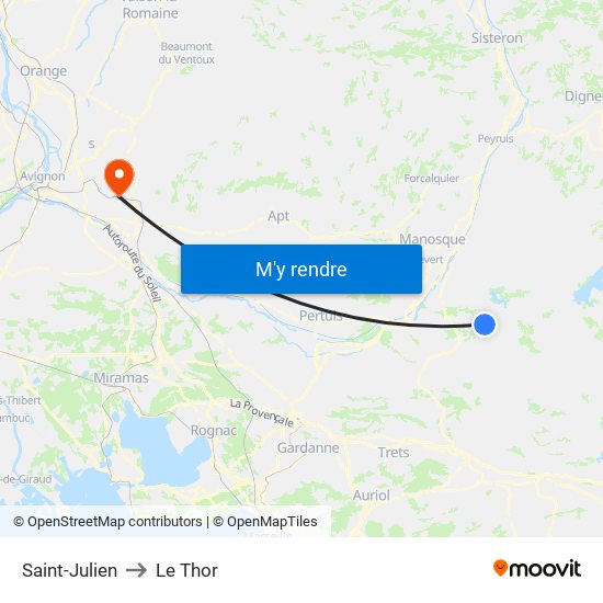 Saint-Julien to Le Thor map