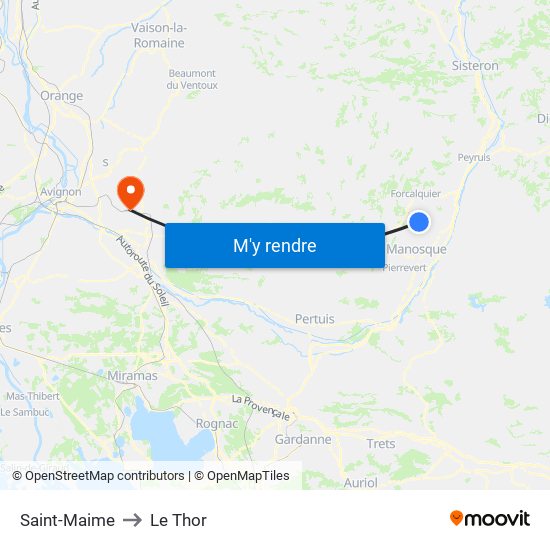 Saint-Maime to Le Thor map