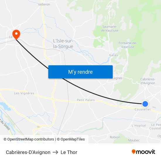Cabrières-D'Avignon to Le Thor map
