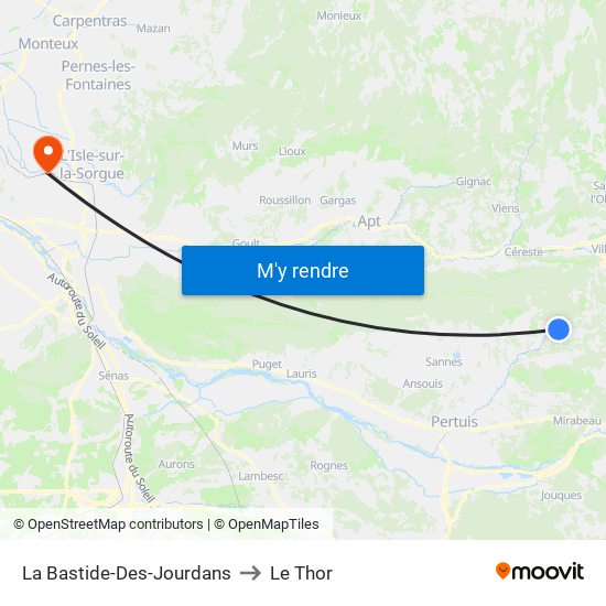 La Bastide-Des-Jourdans to Le Thor map