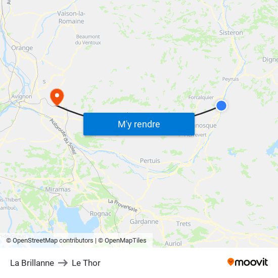 La Brillanne to Le Thor map