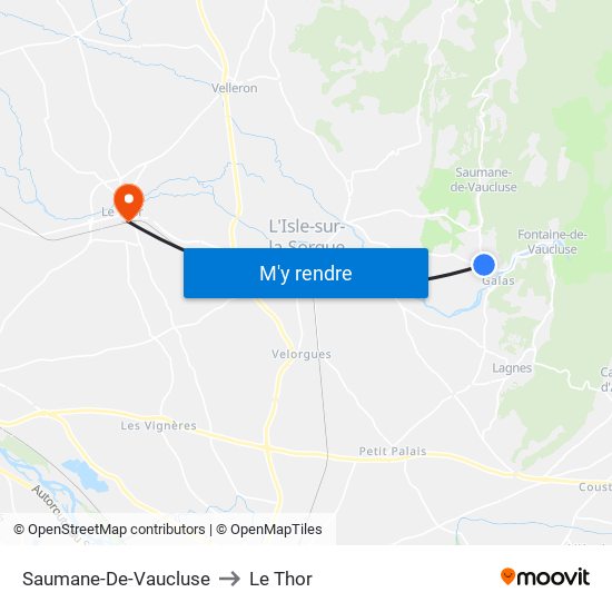 Saumane-De-Vaucluse to Le Thor map
