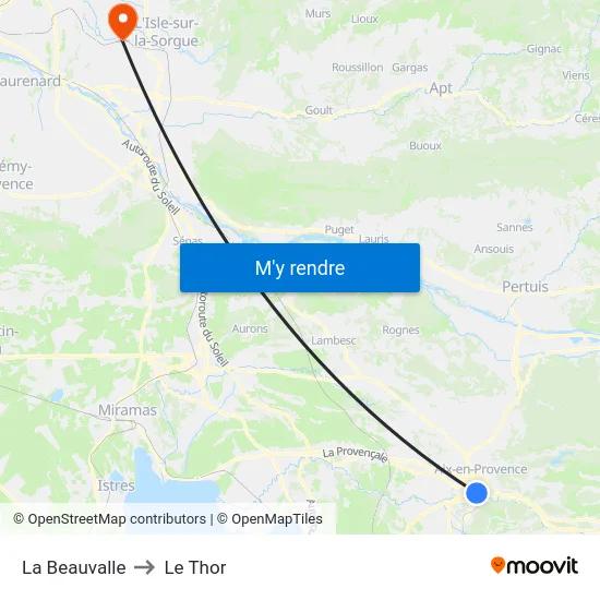 La Beauvalle to Le Thor map