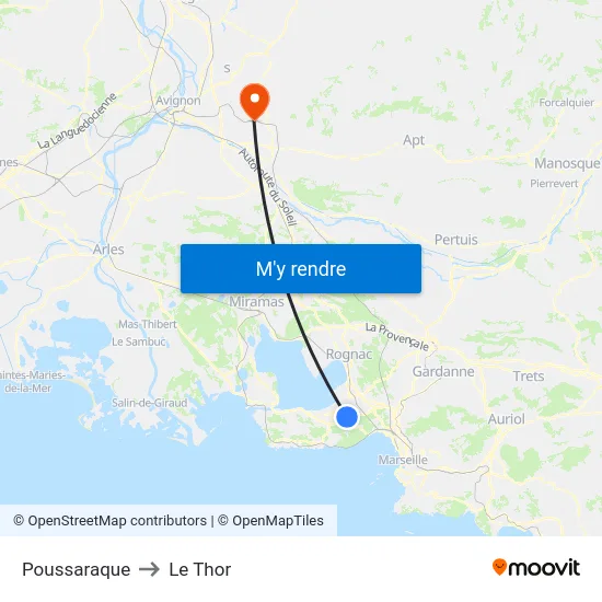 Poussaraque to Le Thor map