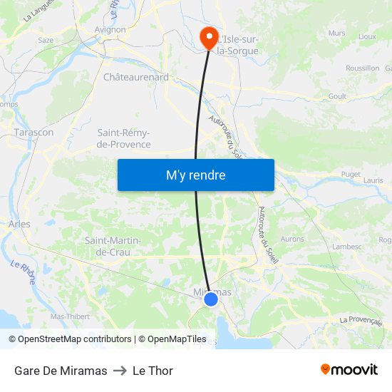 Gare De Miramas to Le Thor map