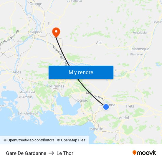 Gare De Gardanne to Le Thor map