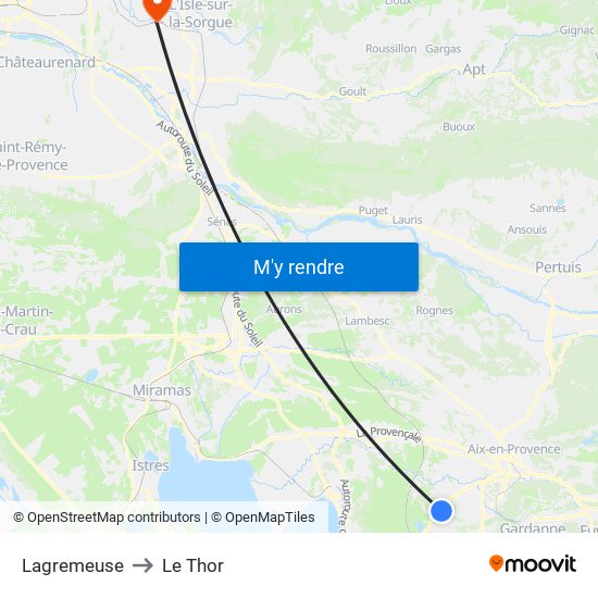 Lagremeuse to Le Thor map
