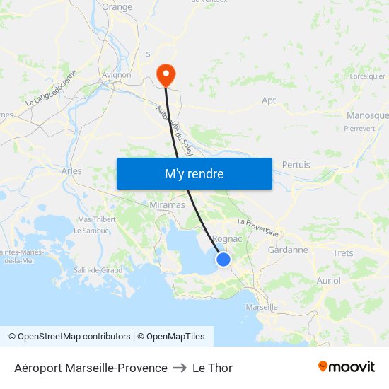 Aéroport Marseille-Provence to Le Thor map