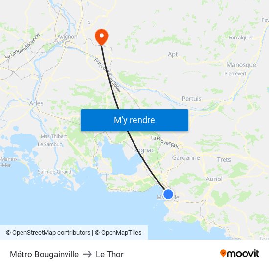 Métro Bougainville to Le Thor map