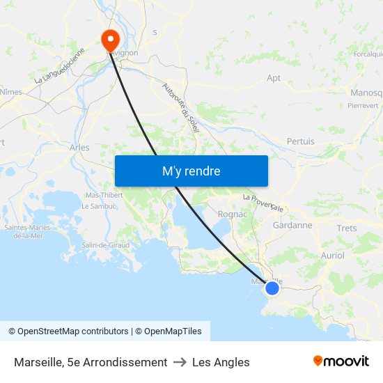 Marseille, 5e Arrondissement to Les Angles map