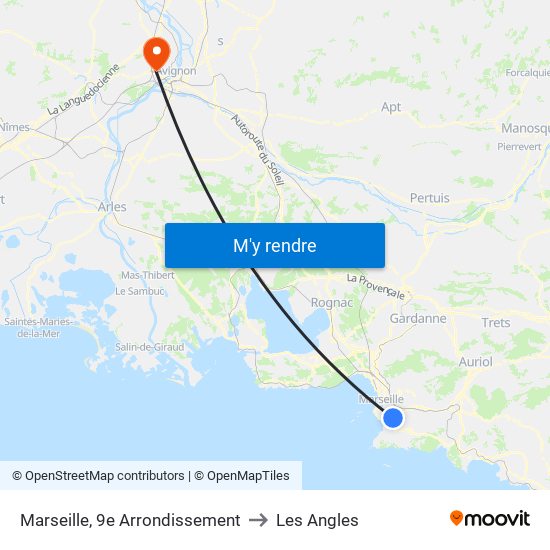 Marseille, 9e Arrondissement to Les Angles map