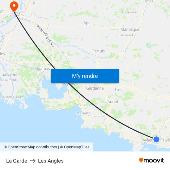 La Garde to Les Angles map