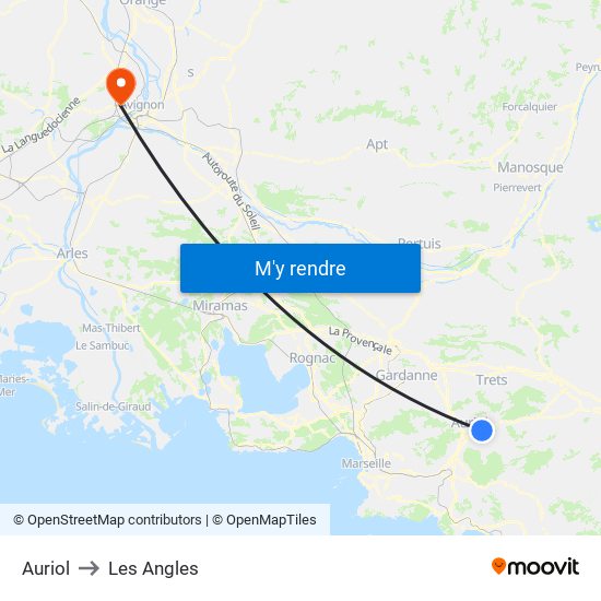 Auriol to Les Angles map