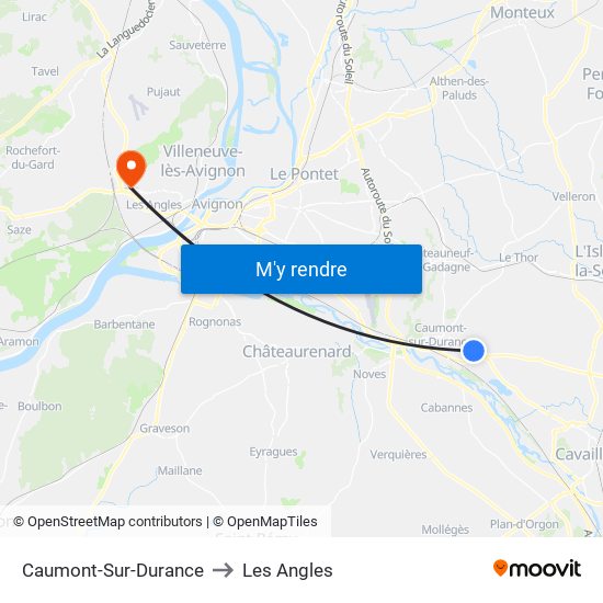 Caumont-Sur-Durance to Les Angles map