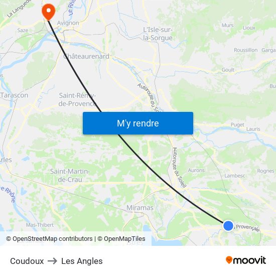 Coudoux to Les Angles map