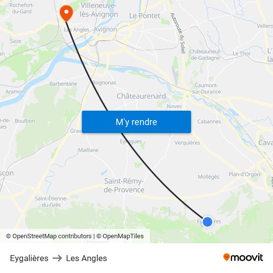 Eygalières to Les Angles map