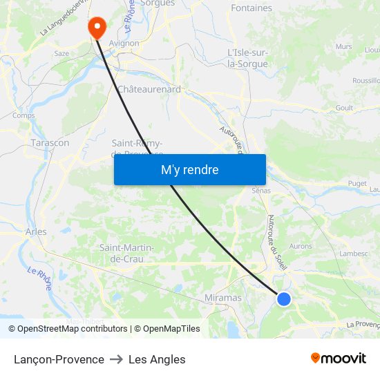 Lançon-Provence to Les Angles map