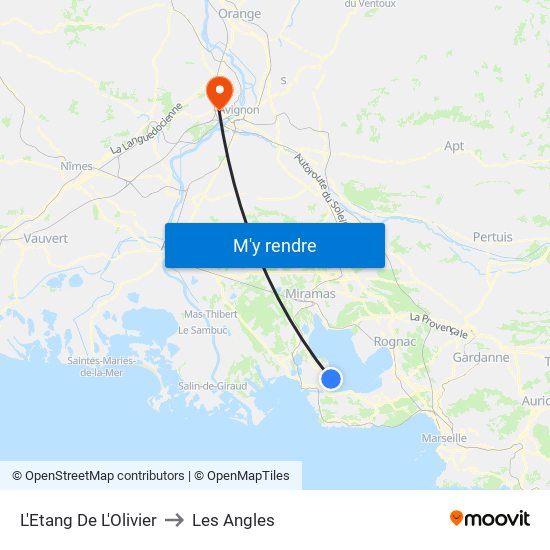 L'Etang De L'Olivier to Les Angles map