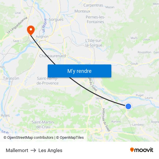 Mallemort to Les Angles map