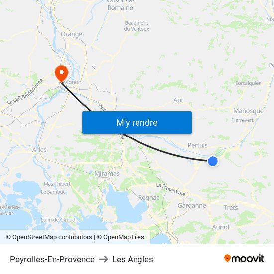 Peyrolles-En-Provence to Les Angles map