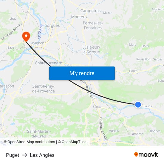 Puget to Les Angles map