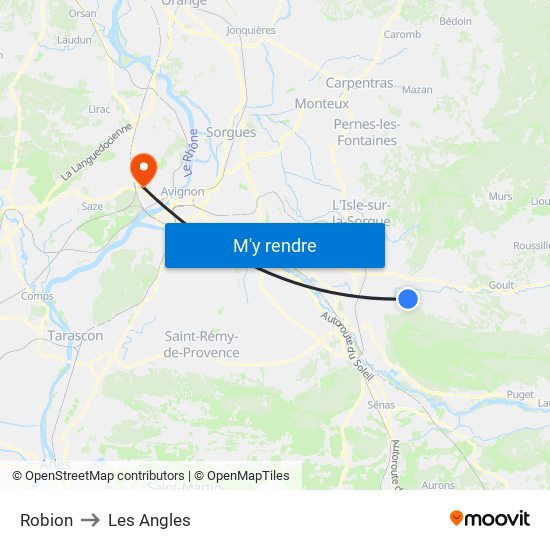 Robion to Les Angles map