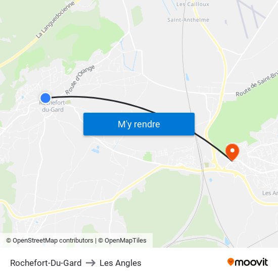 Rochefort-Du-Gard to Les Angles map