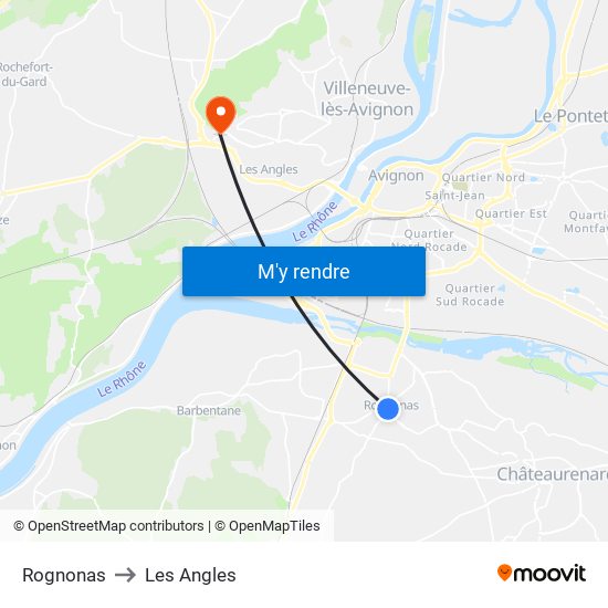 Rognonas to Les Angles map