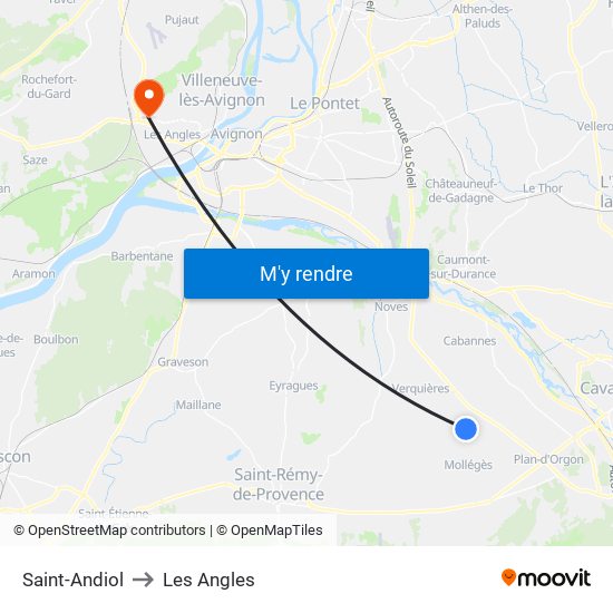 Saint-Andiol to Les Angles map