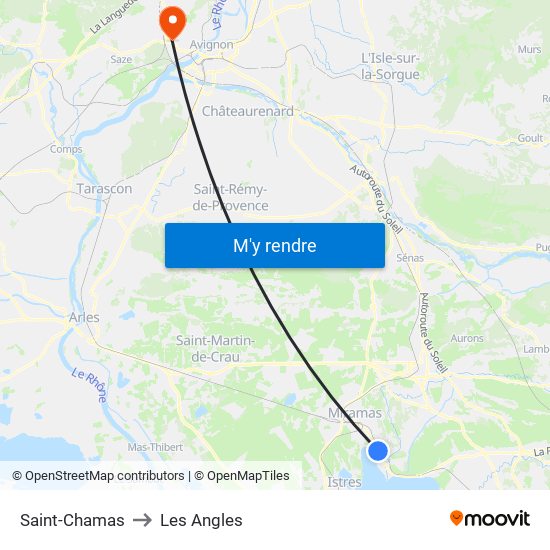 Saint-Chamas to Les Angles map