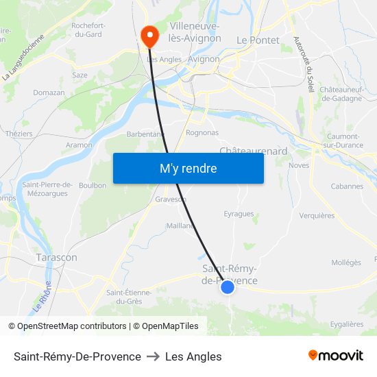 Saint-Rémy-De-Provence to Les Angles map