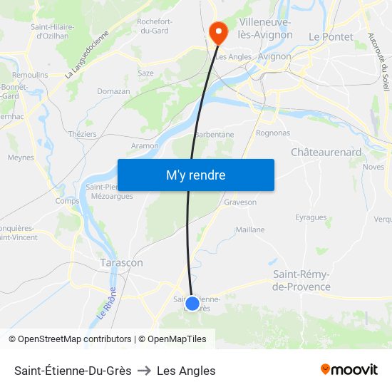 Saint-Étienne-Du-Grès to Les Angles map