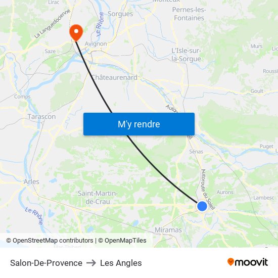 Salon-De-Provence to Les Angles map