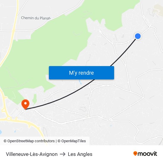 Villeneuve-Lès-Avignon to Les Angles map